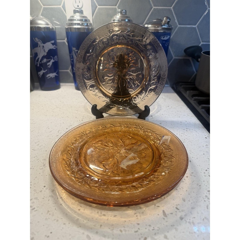McKee Rock Crystal SET OF 3 8 1/4" Plates EAPG Depression Glass READ.
